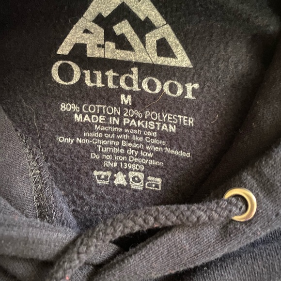 Outdoor Voices Graphic Hoodie Medium Navy Blue Unisex Pullover Sweatshirt - Picture 3 of 5